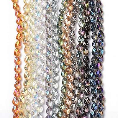 Transparent Electroplate Glass Beads Strands GLAA-C025-02-1