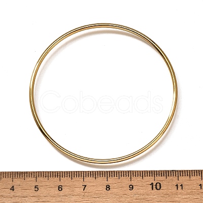 Ion Plating(IP) 304 Stainless Steel Simple Plain Bangle for Women High Polished BJEW-F461-01A-G-1