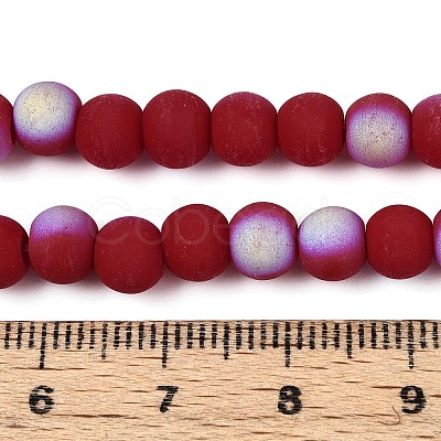 Frosted Opaque Glass Beads Strands GLAA-T032-P6mm-MBB23-1