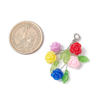 Rose Resin Pendants PALLOY-JF03758-1