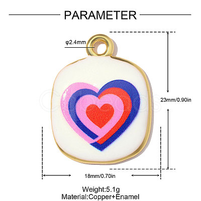 Printed Brass with Enamel Pendants KK-OY001-46G-1
