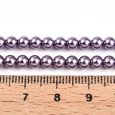 Baking Paint Pearlized Glass Pearl Bead Strands HY-N002-4mm-A14-1