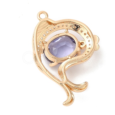 Brass with K9 Glass & Rhinestone Pendants KK-Q770-05G-1