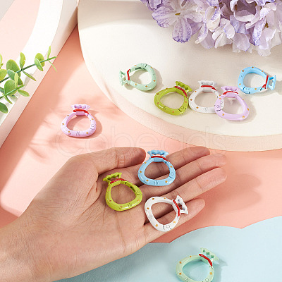 10Pcs 5 Colors Alloy Spring Gate Rings FIND-TA0008-59A-1