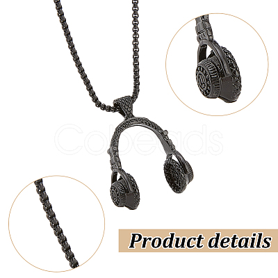 3Pcs 3 Colors Alloy Music Headset Pendant Necklaces Set for Women NJEW-AN0001-28-1