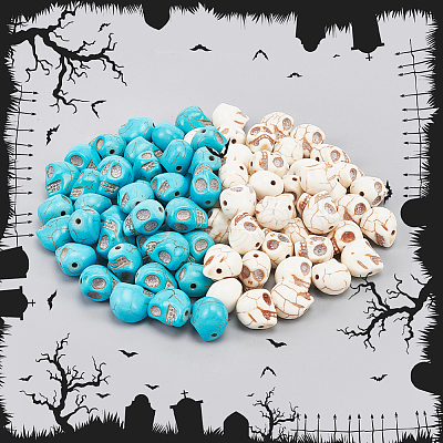 Nbeads 4 Strands 2 Colors Synthetical Turquoise Beads Strands TURQ-NB0001-16-1