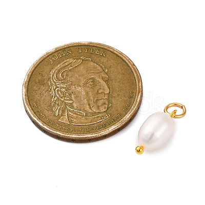 5Pcs Natural Cultured Freshwater Pearl Potato Charms PALLOY-JF02954-1