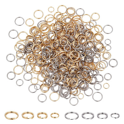 480Pcs 8 Styles 304 Stainless Steel Split Rings STAS-ME0002-62-1