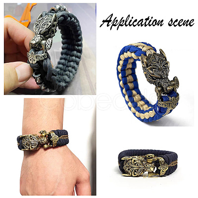 HOBBIESAY 1PC Tibetan Style Wolf Shaped Brass Shackle Clasps FIND-HY0002-78-1