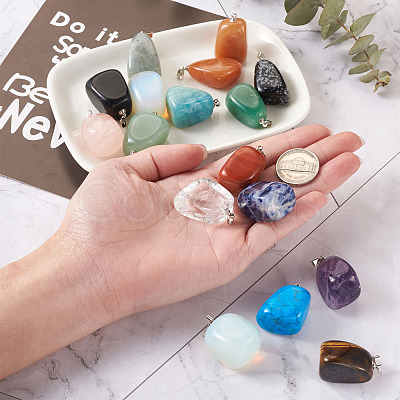 Natural & Synthetic Mixed Gemstone Pendants G-TA0001-11-1