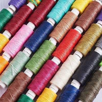 12Rolls 12 Colors Waxed Polyester Cord YC-SZ0001-03C-1