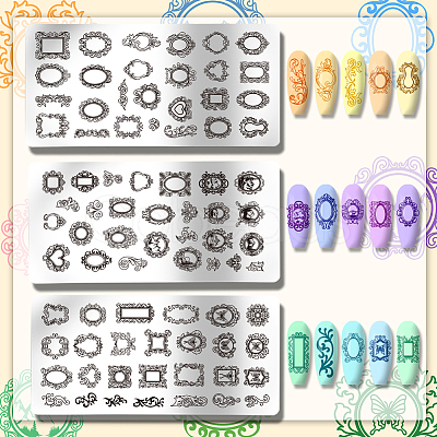 Stainless Steel DIY Nail Art Templates MRMJ-WH0092-071-1