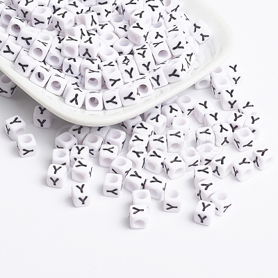 Acrylic Horizontal Hole Letter Beads PL37C9308-Y-1