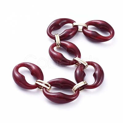 Handmade Imitation Gemstone Style Acrylic Oval Link Chains AJEW-JB00625-03-1