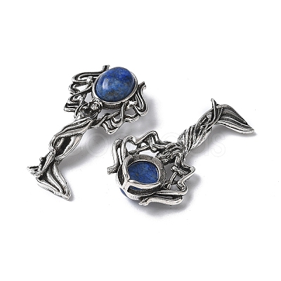 Angel Brass Natural Lapis Lazuli Pendants KK-D361-02AS-16-1