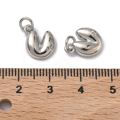 Brass Pave Clear Cubic Zirconia Heart Fortune Cookie Charms KK-H256-17P-1