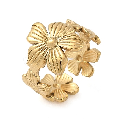 304 Stainless Steel Open Cuff Rings for Women RJEW-U060-01F-G-1