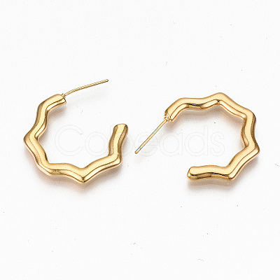 Brass Half Hoop Earrings X-KK-R117-022-NF-1