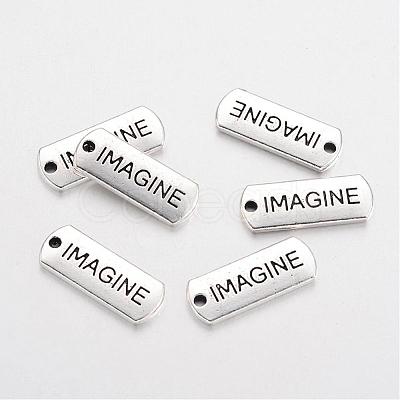 Tibetan Style Alloy Rectangle with Word Imagine Pendants TIBEP-Q043-056-RS-1