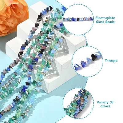 3 Strands 3 Colors Electroplate Glass Beads Strands EGLA-YW0005-06B-1