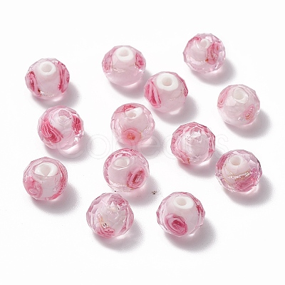 Handmade Silver Foil Glass Lampwork Beads Strands LAMP-R141-8mm-14-1