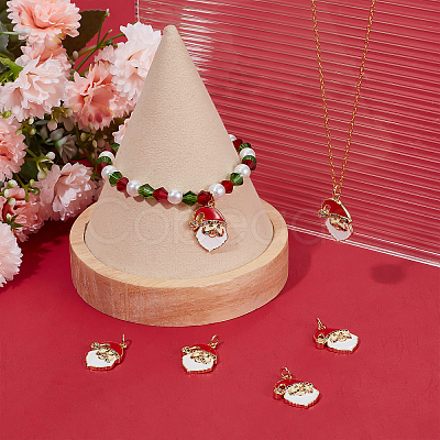6Pcs Christmas Themed Brass Micro Pave Cubic Zirconia Pendants ZIRC-BBC0001-55-1