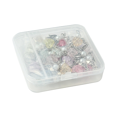 30Pcs Angel Acrylic & Glass Pendant PALLOY-FZ00016-1