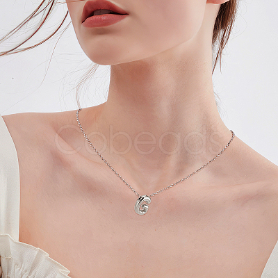 1pc Brass Chain with Alloy Letter Pendants Necklaces NJEW-LP0001-41G-P-1