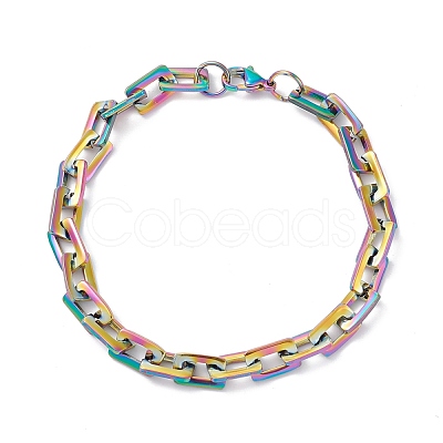 PVD Vacuum Plating Rectangle 201 Stainless Steel Chain Bracelets BJEW-N240-06M-1