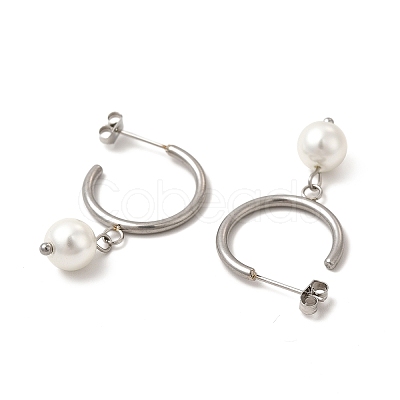 Glass Pearl Beaded Dangle Stud Earrings EJEW-P219-12P-1