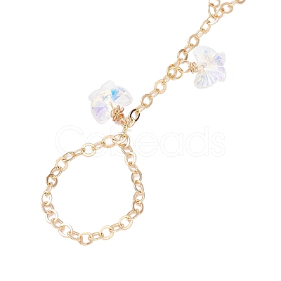 Electroplate Glass Butterfly Charms Finger Ring Bracelet for Women BJEW-JB11770-1