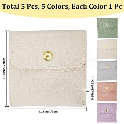 5Pcs 5 Colors PU Imitation Leather Jewelry Storage Bags ABAG-CL0001-04B-1