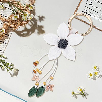 Leather and Alloy Keychain HJEW-WH20022-04A-01-1