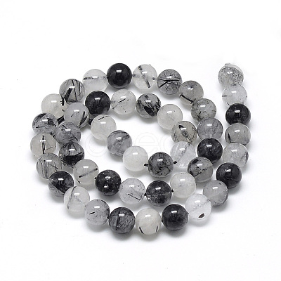 Natural Black Rutilated Quartz Beads Strands LS-G-R446-8mm-26-1