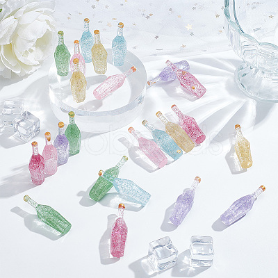 Olycraft 24Pcs 6 Colors Dummy Bottle Transparent Resin Cabochon RESI-OC0001-58-1