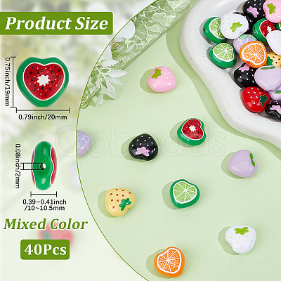 40Pcs Printed Opaque Acrylic Beads MACR-PA0001-76-1