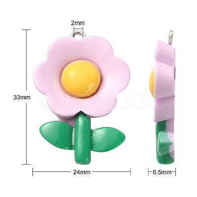 30Pcs 6 Colors Opaque Resin Pendants RESI-CJ0003-08-1