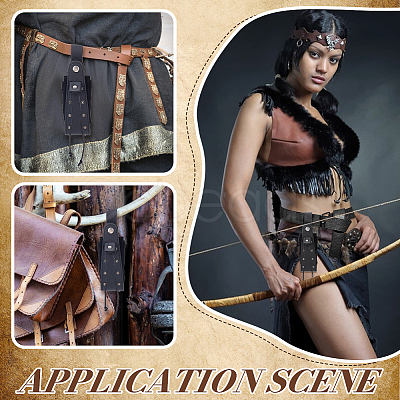 Medieval PU Leather Waist Belt Pouches with Alloy Rivets AJEW-WH0678-30B-1