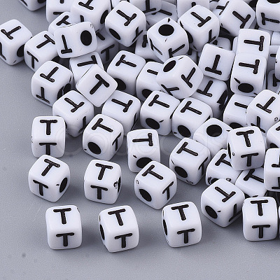 White Opaque Acrylic Beads X-MACR-R869-02T-1