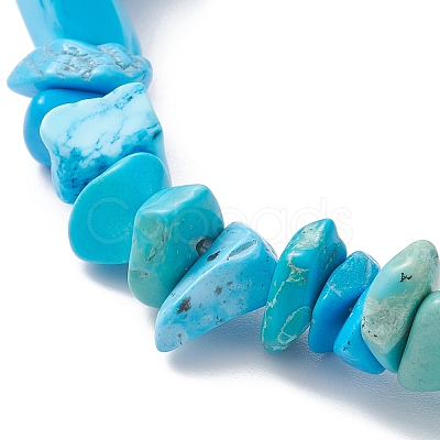 Synthetic Turquoise Chips Beaded Bracelet BJEW-JB09686-11-1