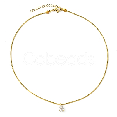 Brass Cubic Zirconia Charms Necklace NJEW-JN04919-1