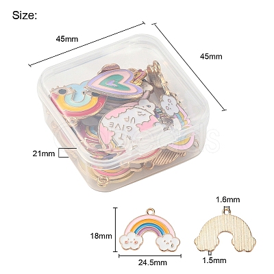25Pcs 25 Style Light Gold Alloy Enamel Pendants ENAM-YW0001-82-1