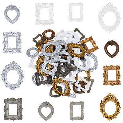 48Pcs 12 Styles Resin Embossed Photo Frames AJEW-NB0007-87-1