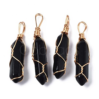 Natural Black Stone Big Pendants G-T122-70A-1