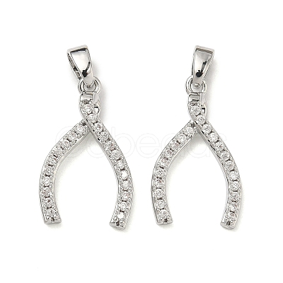 Brass Micro Pave Clear Cubic Zirconia Pendants KK-H254-13P-1