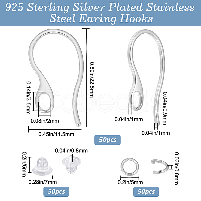 50Pcs 304 Stainless Steel Earring Hooks STAS-BBC0009-93-1