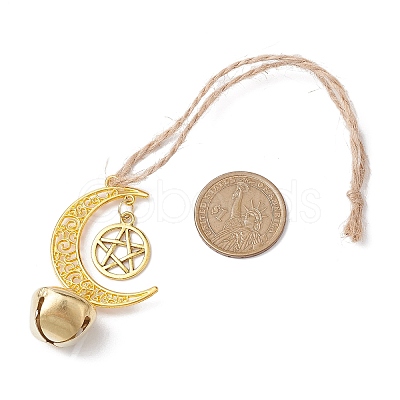3Pcs 3 Colors Alloy Moon with Star Pendant Decoration HJEW-JM02415-1