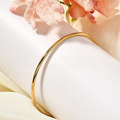 Ion Plating(IP) 304 Stainless Steel Simple Plain Bangle for Women High Polished BJEW-F461-01A-G-1