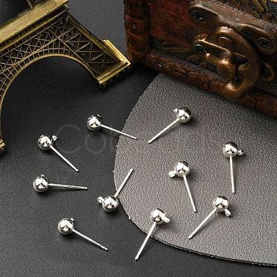 Brass Ball Post Ear Studs KK-YW0001-11S-1