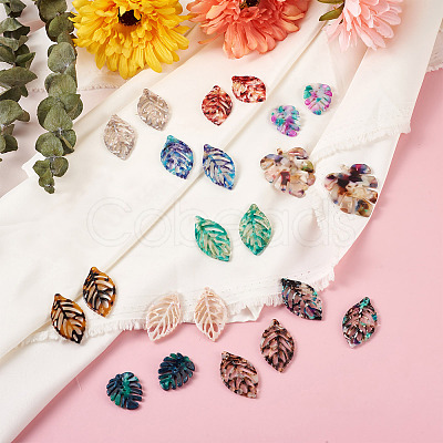 22Pcs 11 Style Cellulose Acetate(Resin) Pendants KY-BT0001-04-1